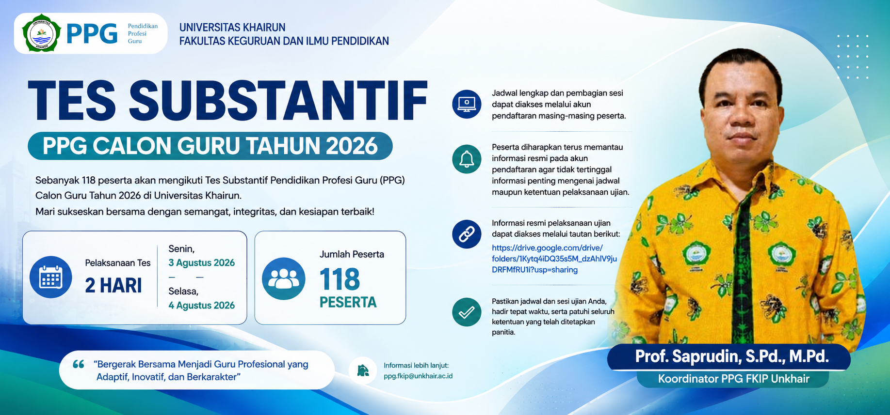 118 Peserta Ikuti Tes Substantif PPG Calon Guru Tahun 2026 di Universitas Khairun